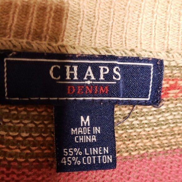 Chaps Denim Womens Tan Striped Lagan Oversized Sweater Medium - Picture 6 of 7